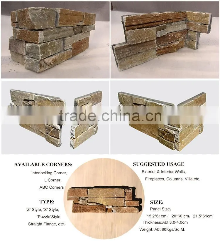 Natural Golden Slate Stone Wall Cladding Decoration