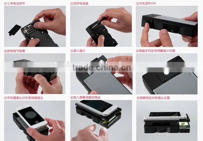 New Design Mobile digital microscope Portable Mobile phone cellphone Tablet Zoom microscope 200 times for Primary and Secondary