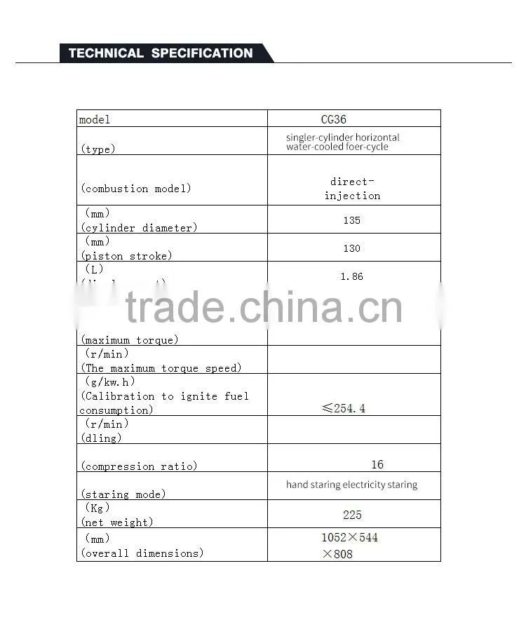CHANGGONG DESIGN diesel engine cooled Water-cooled Diesel Engine ZS1136