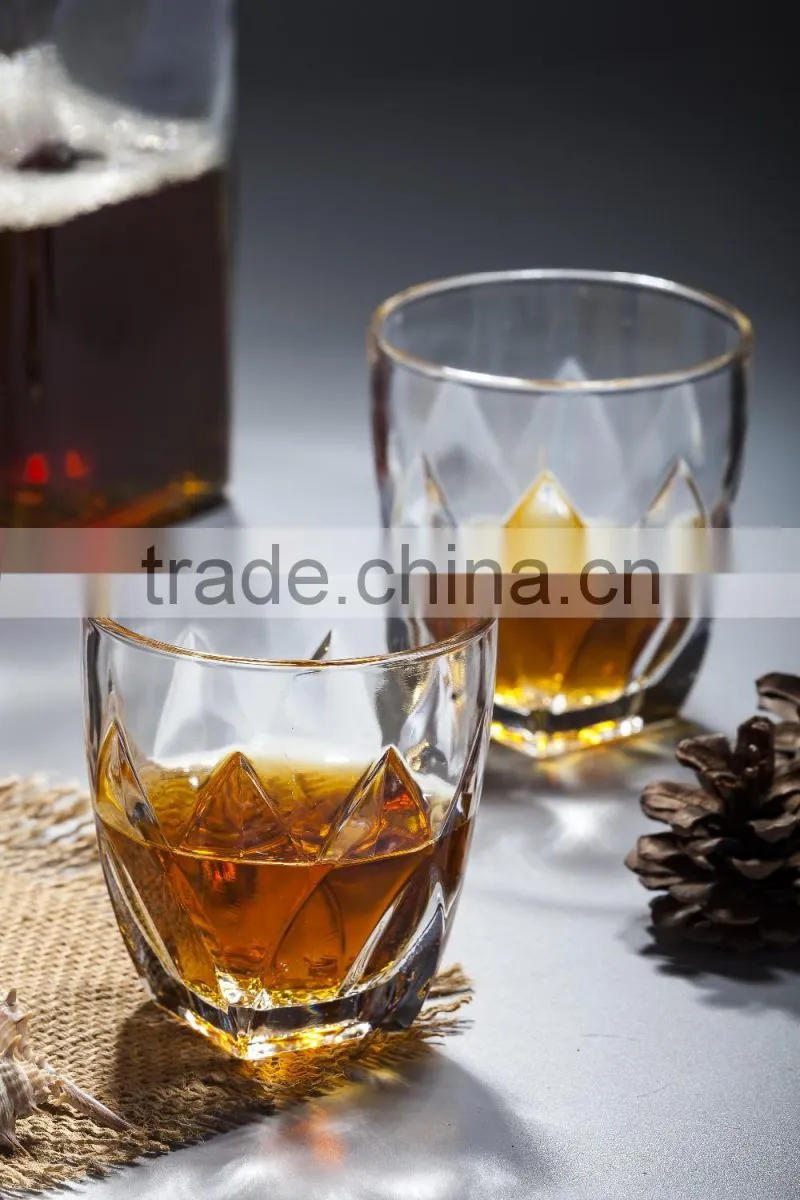 380ml clear glass cup with machine made lotus pattern for drinking