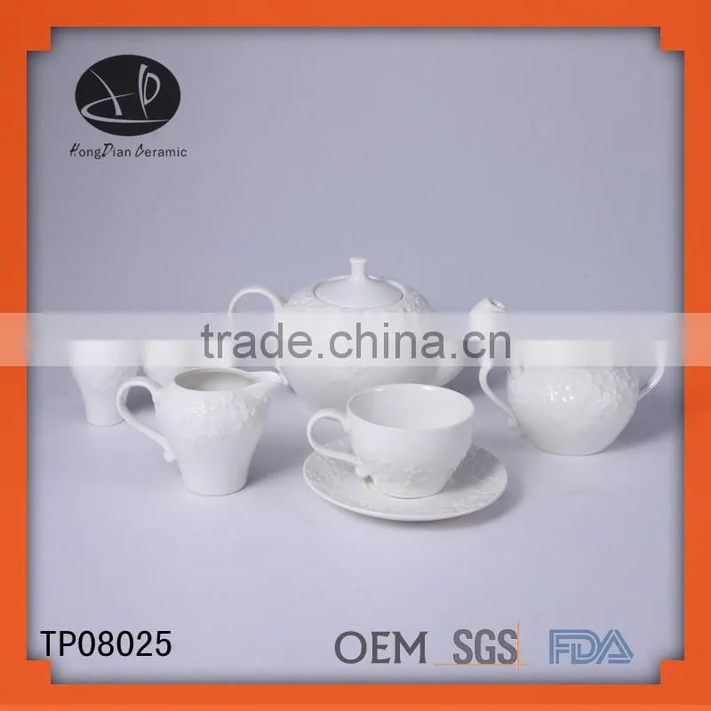 hotel arabic coffee sets for banquet, ceramic embossed tableware set,China homeware