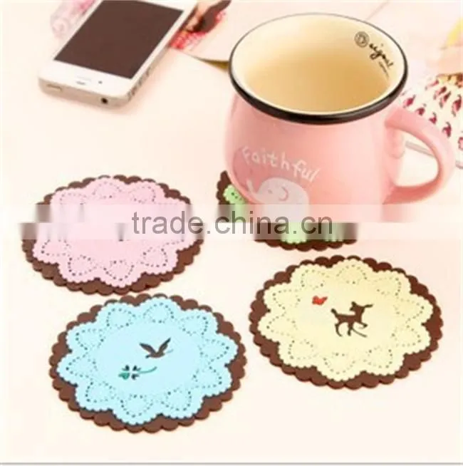 14071809 custom personalized silicone rubber cup coaster mat