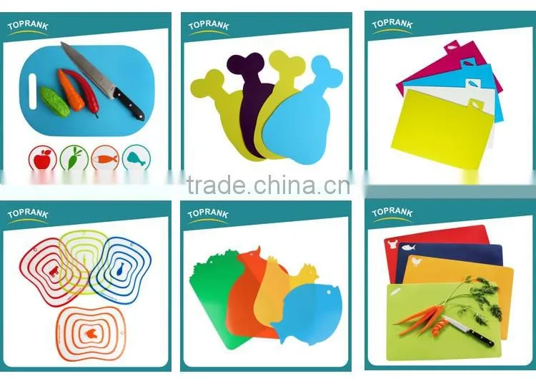 Cheap custom color food grade rectangle plastic cutting board with strainer