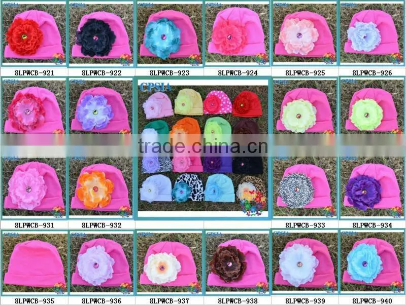 baby winter hat Toddler Cotton knit beanie with peony flower