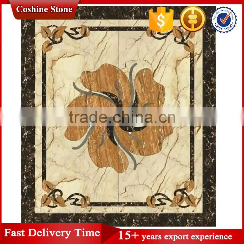 Natural modern marble art waterjet medallions tile design floor pattern