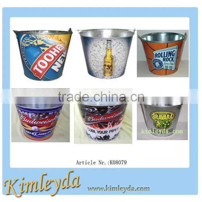Powder coated Wooden handles Ice Tin Bucket with Shovel