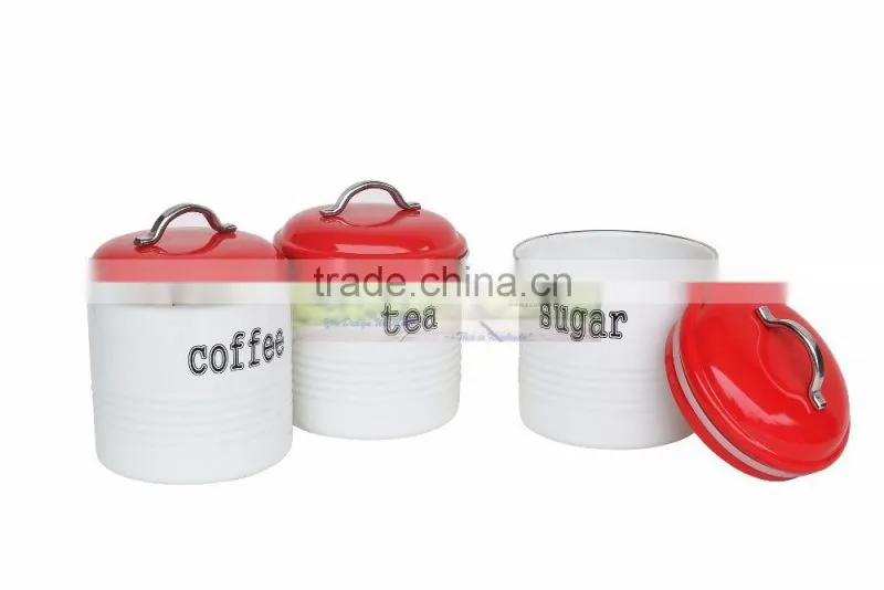 RED kitchen storage jar container set of 3