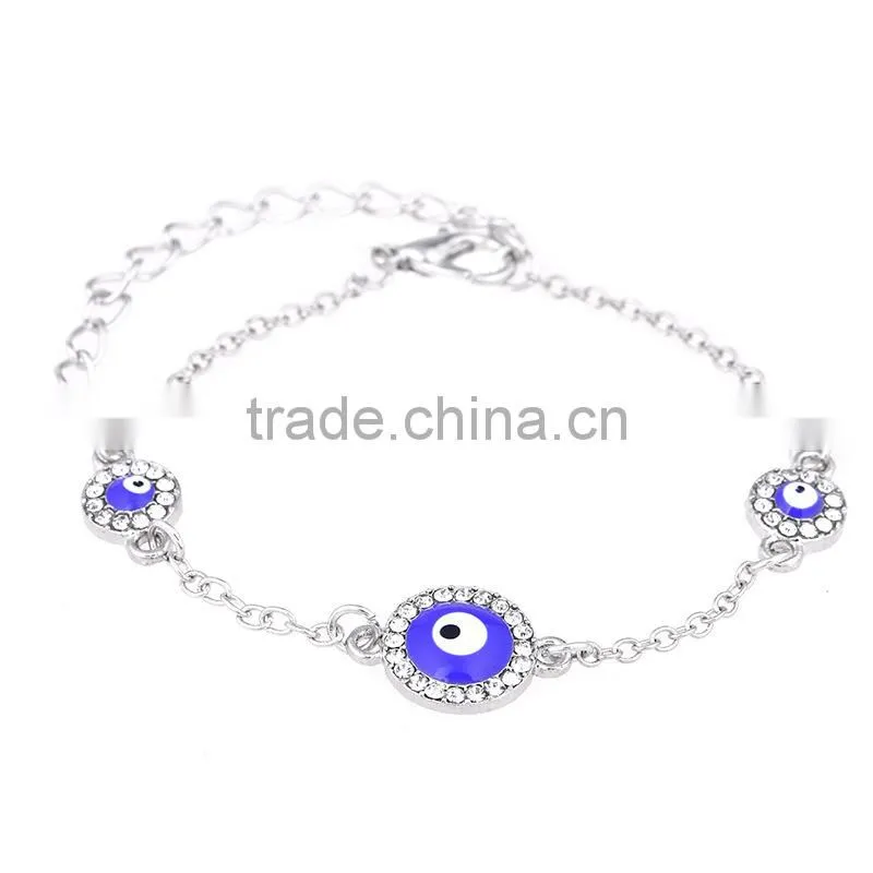round rhinestone evil eye bracelet gold chain bracelet