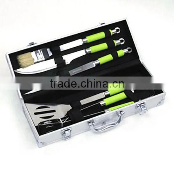 BQ-0060 / 6 pcs painting ss tube handle knife and fork bbq set
