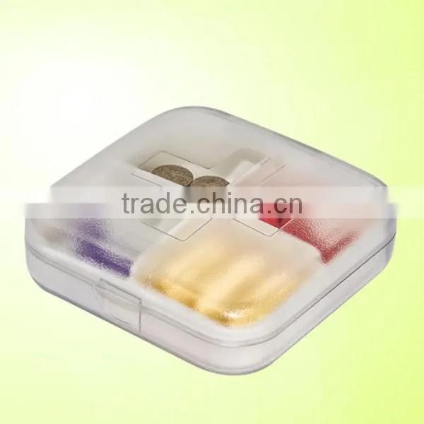 custom promotional 4 compartment medicine storage case PP plastic pill storage box supplier in China,plastic pill box supllier
