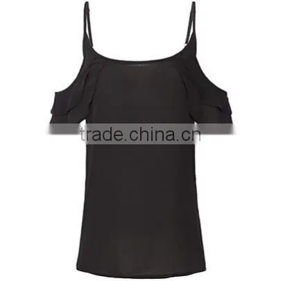 Woman Blouses Sexy Sleeveless Chiffon Ruffle Plus Size Ladies Blouses Casual Tops Clothing 2015 New Summer 4 Colors