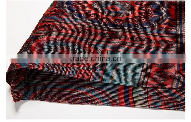 Women drape vintage printed retro style long sleeve dresses