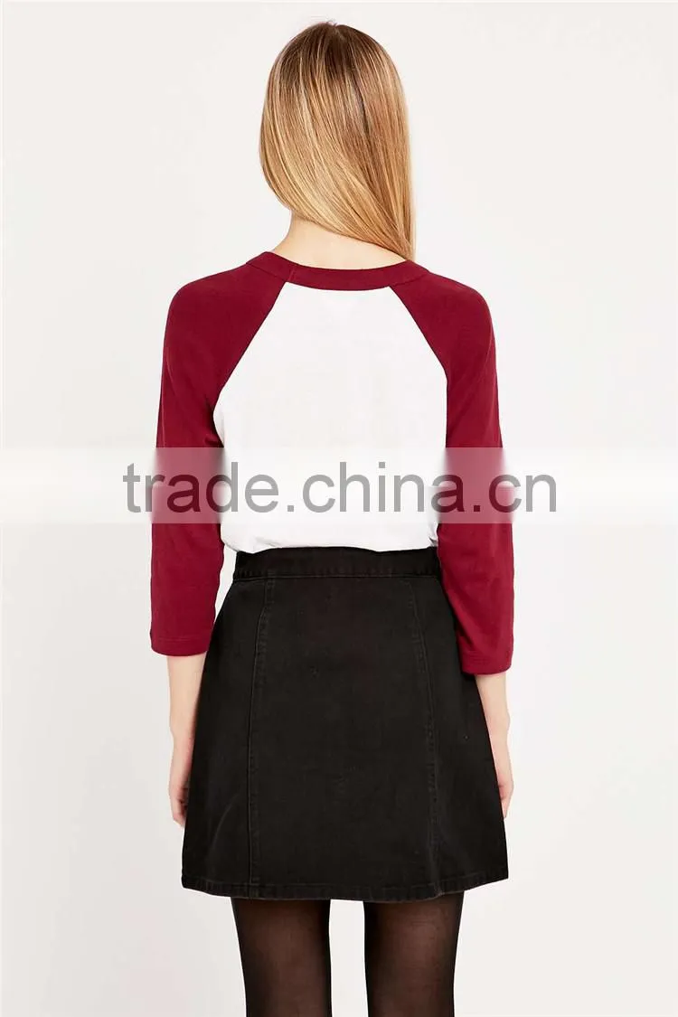 Thin long sleeve t-shirt baseball t-shirt 3/4 sleeve raglan t-shirt