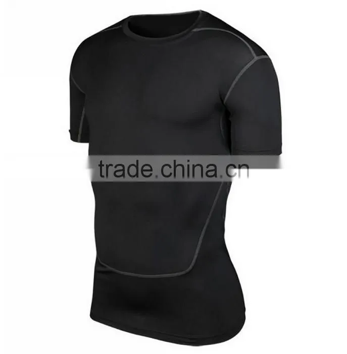 2017 New Fashion Desgin Plain Color 88%Polyester 12%Spandex Breathable Stretch Tank top T-shirt Sport Men T shirt