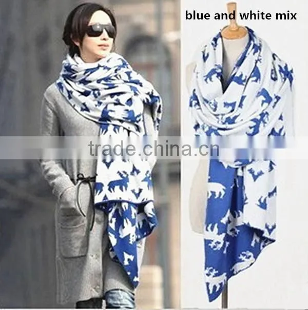 2 color choice Autumn and winter warm animal pattern lady knit korean scarf hijab scarf