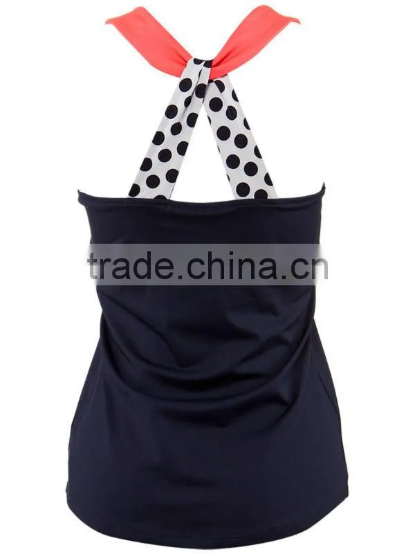 Girls black fashion OEM design fitness tennis tank top