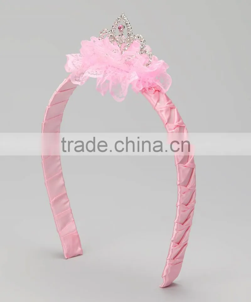 Newest Light Pink Girls Headband Cute Hair Hoop With Tiara Fancy Kids Hair Band HA90423-26