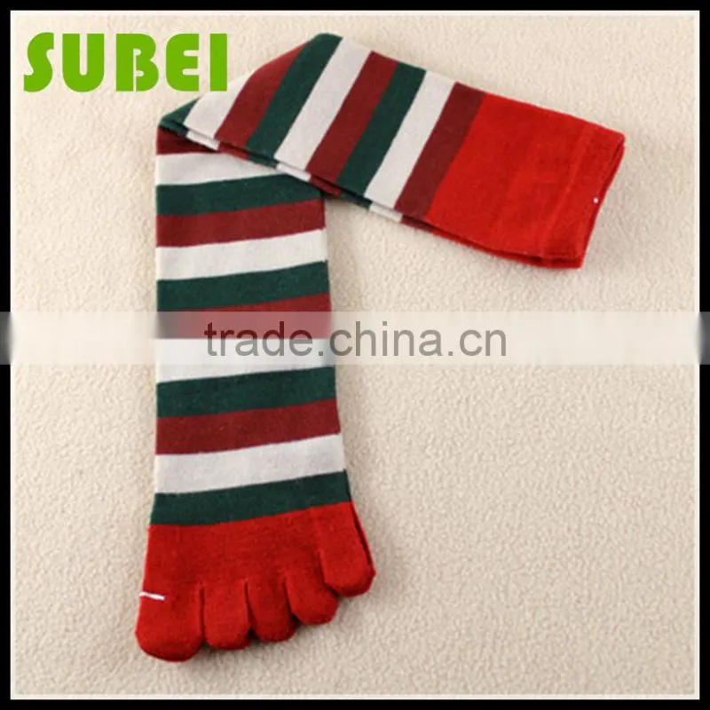 Warm Christmas stockings,Their five fingers wool mixed high boots socks
