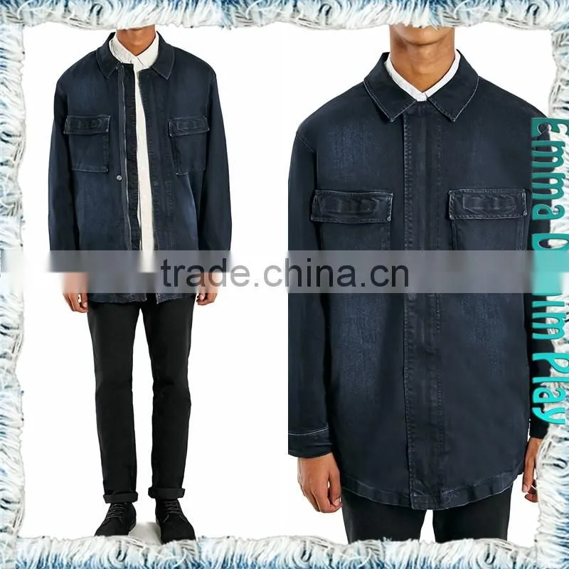 Hot Sales Water Washes Slim Denim Mens Long Jackets Coat