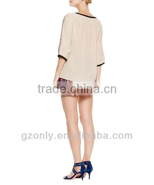 half sleeve embroidered woman turkish blouse
