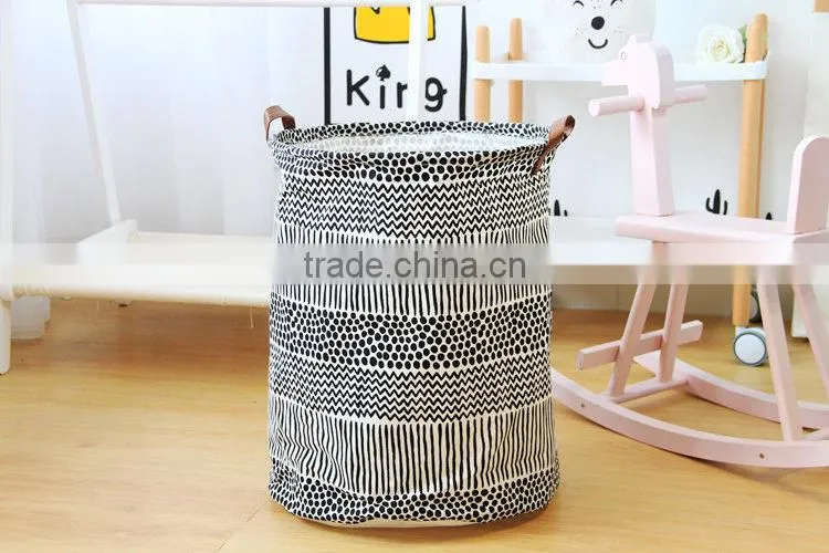 Children Storage Bag Laundry Organizer Bag Leather Handles for Kids Dirty Clothes