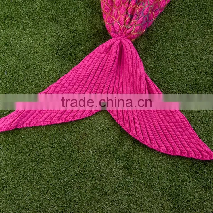 rope net purple knitted mermaid tail blanket
