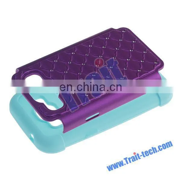 2015 Shenzhen Factory Diamond Silicone+ PC Back Case for Samsung Galaxy J1 J100