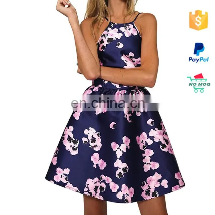 Drop Shipping Black Splicing Round Neck Embroidered Long Sleeve Flower Long Dress