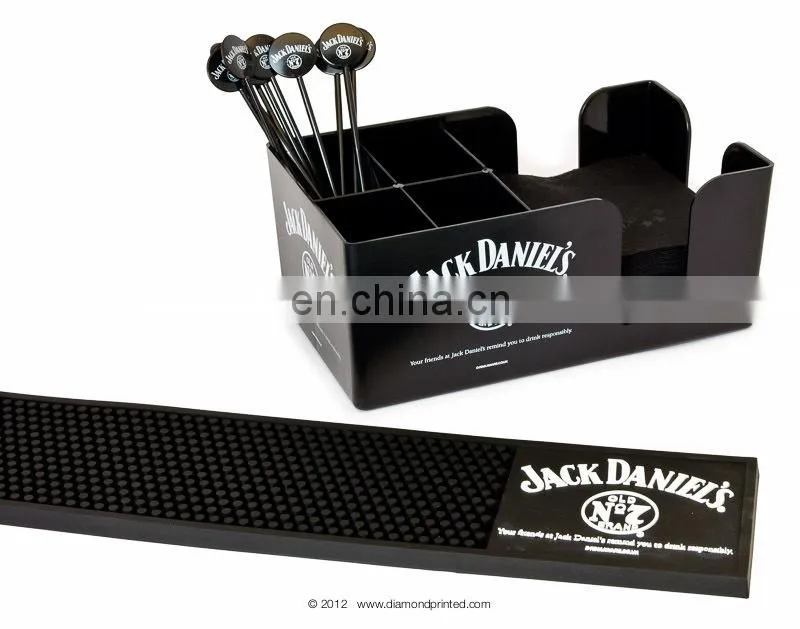 Custom rectangle ps plastic decorative bar napkin holder with handle