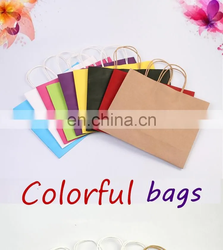 Wholesale colorful customized printed kraft paper bags with handles