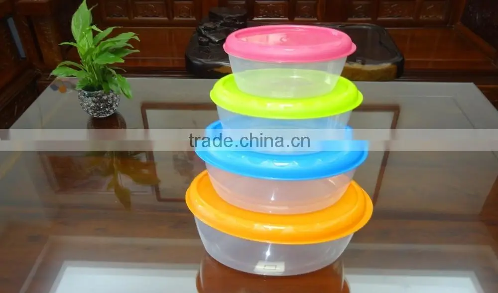 Popular 4 pcs set oval plastic food storage container