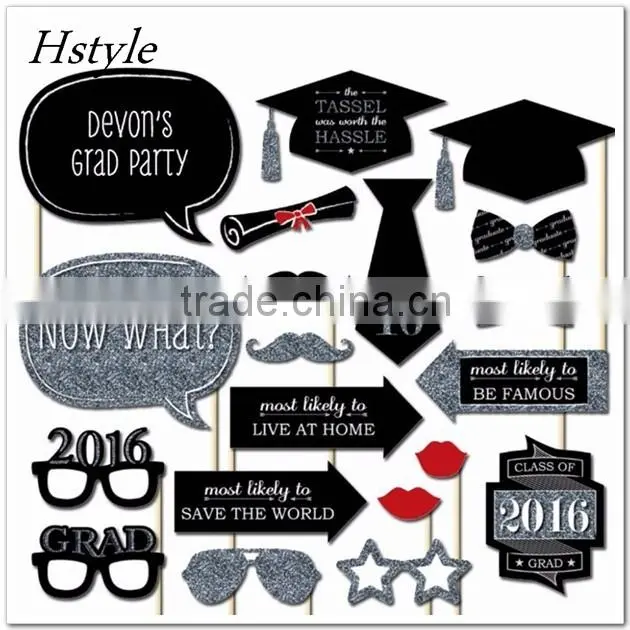 Grad Party Photo Booth Props on A Stick DIY Kits Fun Graduation Party Decoration Centerpieces PFB0081