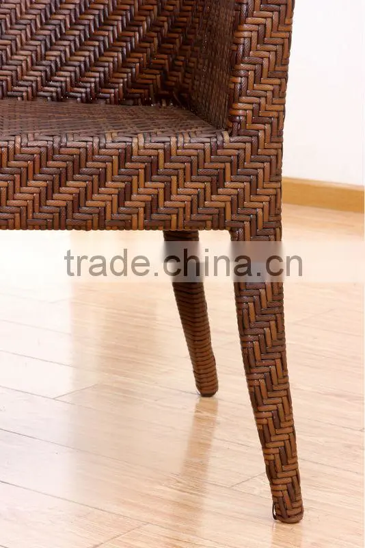 PE rattan lounge or leisure rattan round table with 4 armchairs