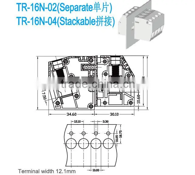Filter components Pitch 12.10mm 600V 85A Through Panel Terminal Block