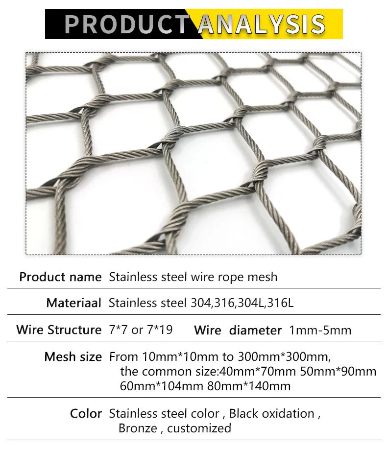 Zoo-specific Ecological Mesh/Tiger Enclosure Mesh/hand-woven Stainless Steel Rope Mesh Factory Direct Hot Sale