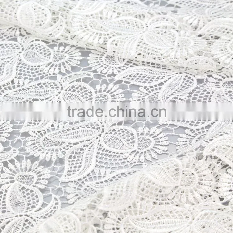 Professional OEM/ODM Manufacture high quality mesh 3d flower lace embroidered white lace embroidery fabric