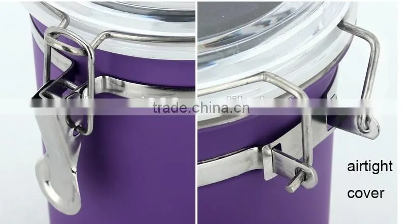 silicone color nice looking food storage canister metal food canister set
