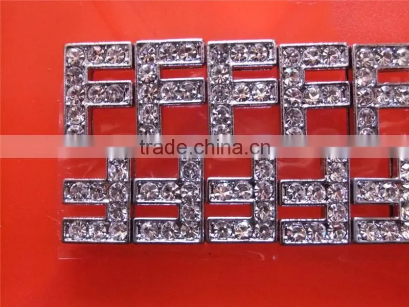 Beautiful 10mm Letters Slide Rhinestone Zinc Alloy Alphabets