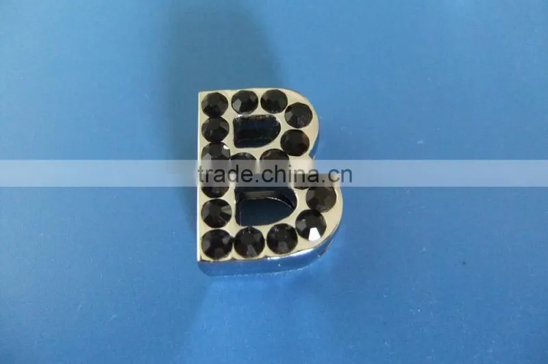 18mm Slide Letters with Black Rhinestone