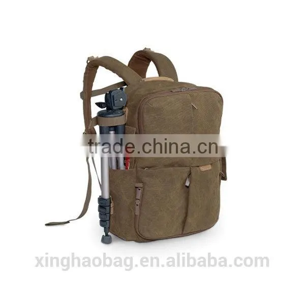 2014 brown canvas camera backpack for men camera laptop backpack