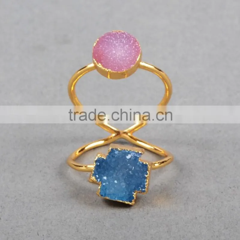 Full finger authentic druzy ring