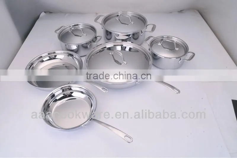 9pcs Korea style 9pcs set tri-ply cookware with induction bottom