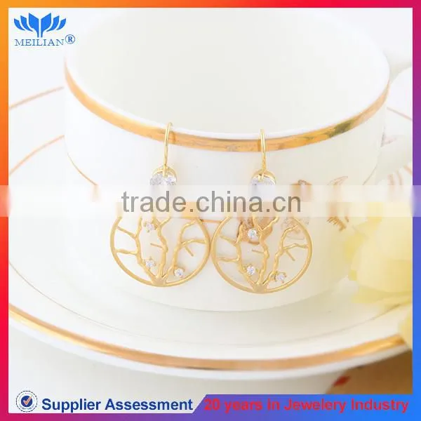 Promotion gold hollow alloy slice drop earrings for women wholesale