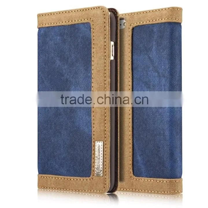 Caseme 006 waterproof wallet jean cloth case for iphone 6s/6 flip holder case with inner card slot for iphone 6s/6
