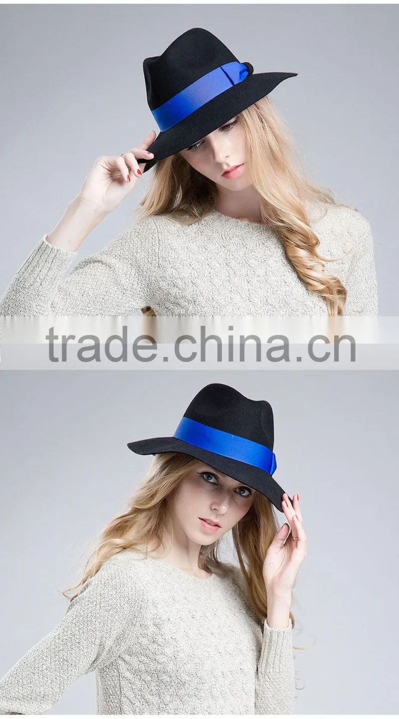 Custom Wide Brim Wool Felt Hat Wholesale Women Men Fedora Hat