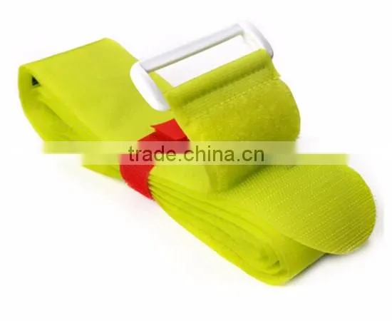 100% nylon binding customized hook and loop straps with metal buckle