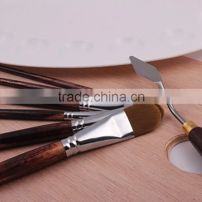 Wood Handle Nylon Hair 6pcs Set Artist Brush Watercolor Brush 6pcs Set