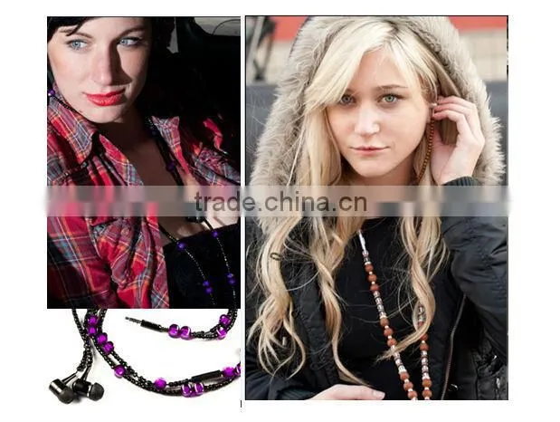 Fashion beaded stone earphone for promotion and gifts