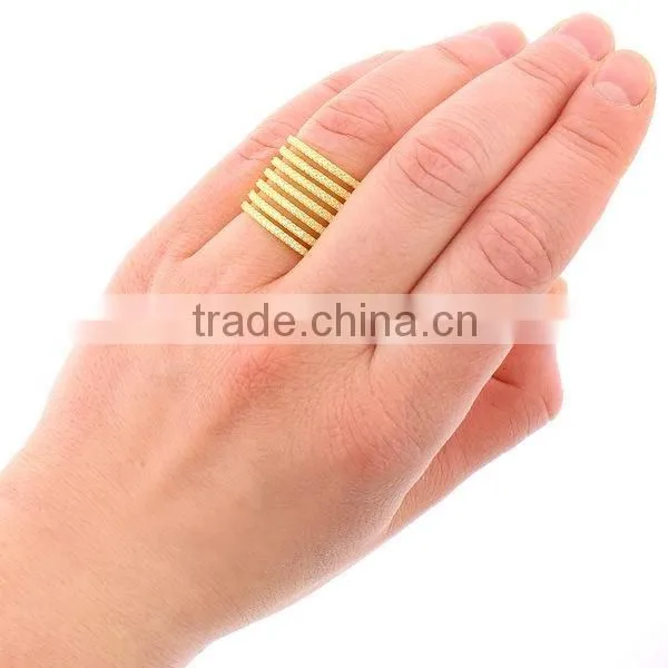Gold Over Silver Fancy Cubic Zirconia Micro Pave 7-row Long Finger Ring