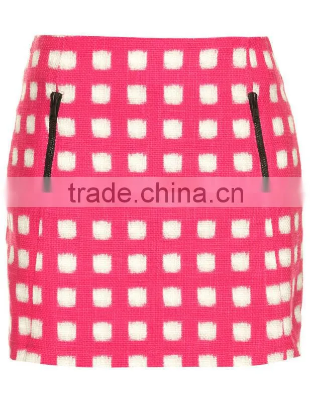 FUZZY GRID ZIP PELMET SKIRT